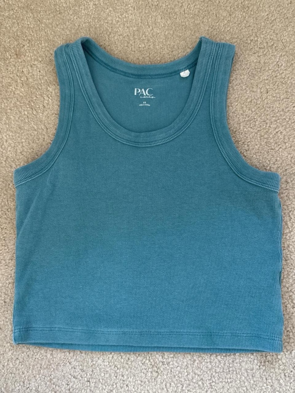 PacSun Women's Teal Ribbed Tank Top